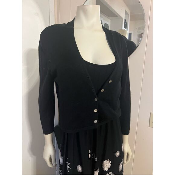 J. Jill The Perfect Little Black Linen Blend Cropped Cardi L - Picture 2 of 7